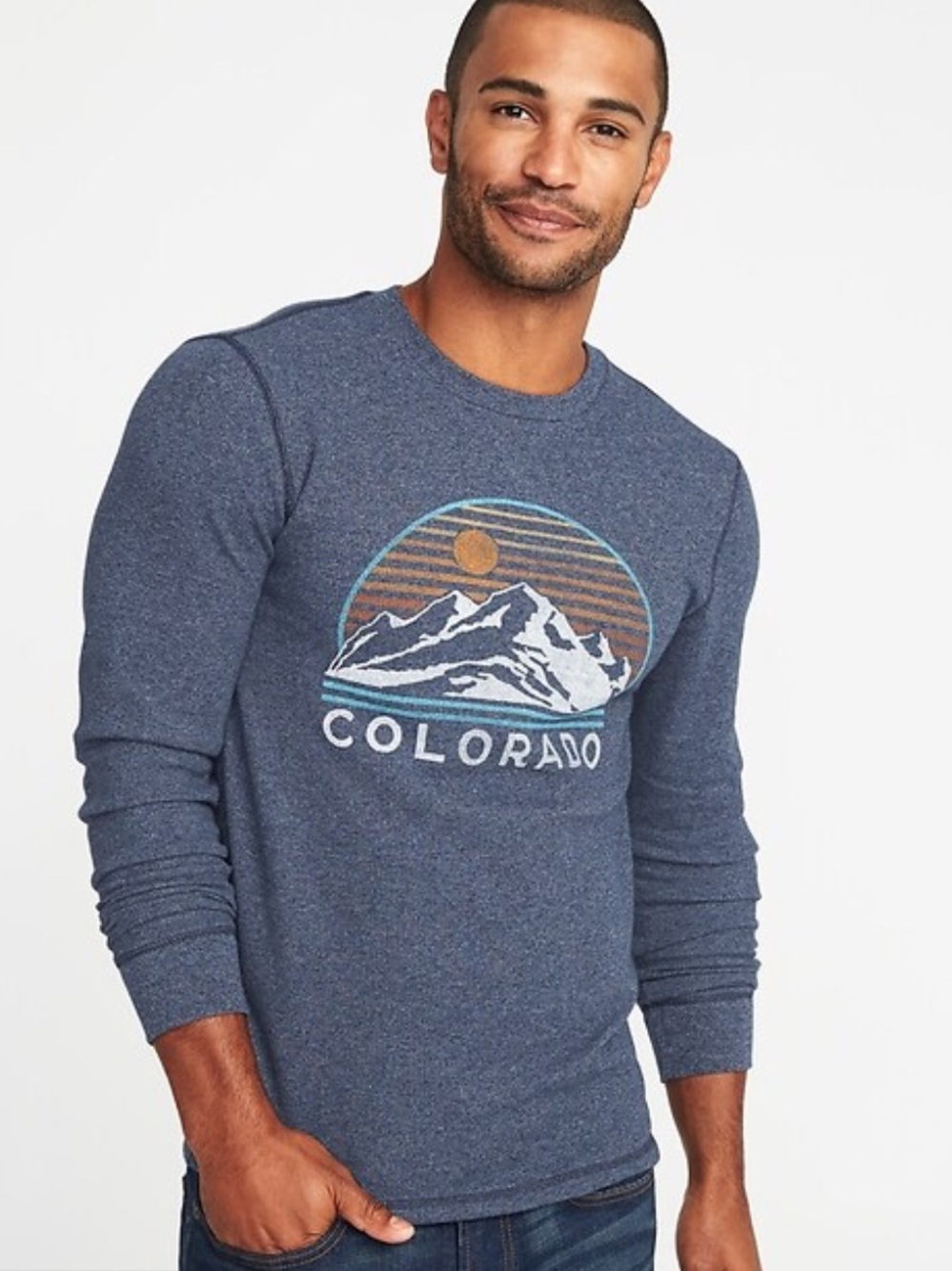 Old Navy | Like new Colorado crew neck thermal graphic long sleeve tee small